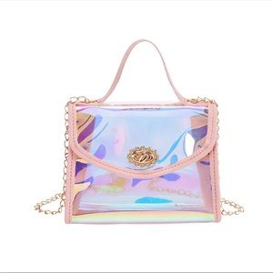 Pink Iridescent Jelly PU Fashion Mini Crossbody Shoulder Bag